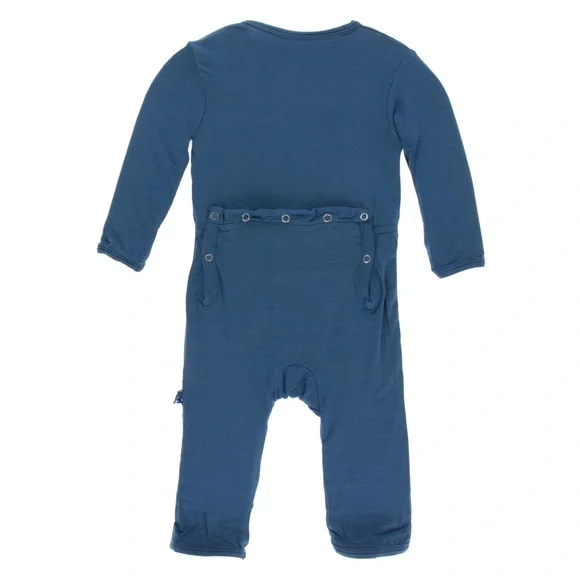 Kickee Pants Front Zip Coverall in Twilight Turquoise - Newborn - Picture 2 of 6